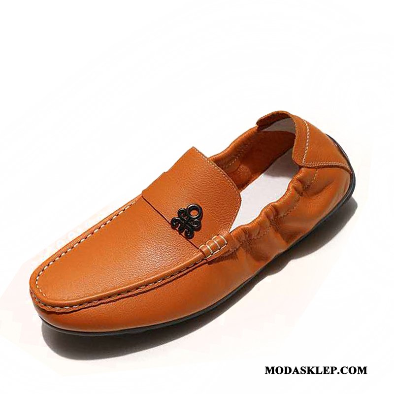 Męskie Mokasyny Oferta Buty Prawdziwa Skóra Antypoślizgowe Casual Męska Brązowy