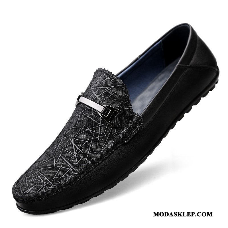 Męskie Mokasyny Online Buty Żeglarskie Oddychające 2019 Tendencja Skórzane Buty Czarny