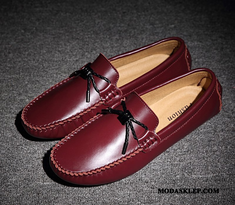 Męskie Mokasyny Sprzedam Brytyjski Buty Żeglarskie Slip On Dla Kierowców Prawdziwa Skóra Czerwony
