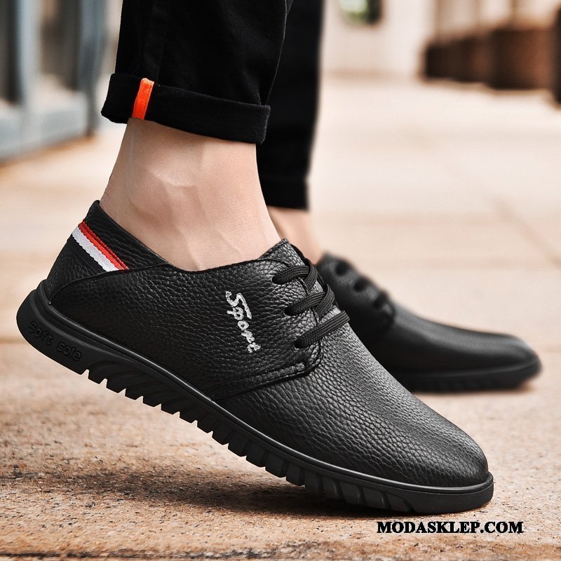 Męskie Mokasyny Sprzedam Casual Prawdziwa Skóra Brytyjski Lato Buty Czarny