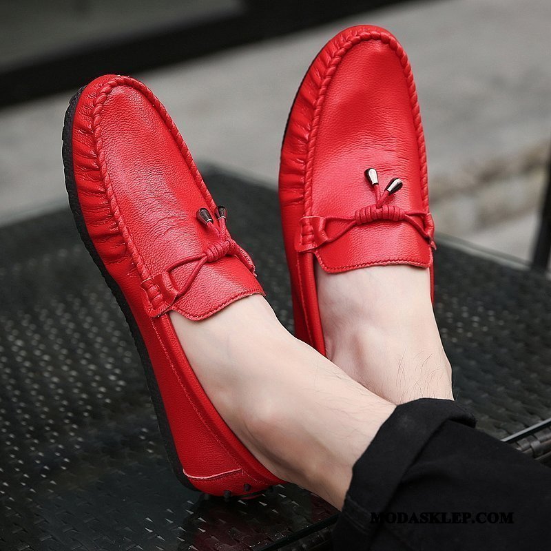 Męskie Mokasyny Sprzedam Lato Tendencja Wszystko Pasuje Skórzane Buty Buty Żeglarskie Czerwony