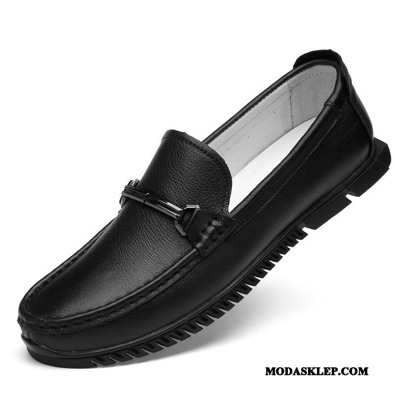 Męskie Mokasyny Sprzedam Slip On Prawdziwa Skóra Casual Wiosna Skórzane Buty Biały Czarny