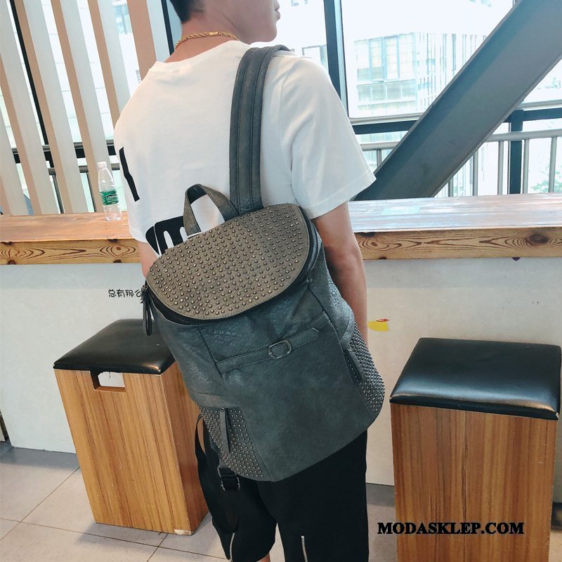 Męskie Plecak Online Nowy Męska Casual Trendy Wszystko Pasuje Szary