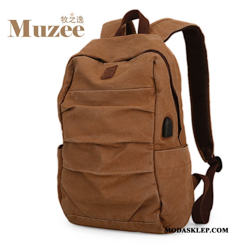 Męskie Plecak Tanie Trendy Student Prosty Moda Tornister Szkolny Khaki