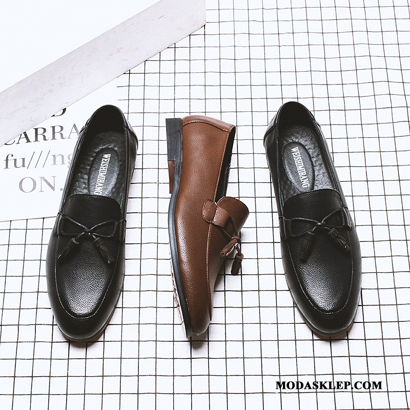 Męskie Półbuty Wizytowe Kup Dla Kierowców Tendencja Skórzane Buty Męska Slip On Czarny