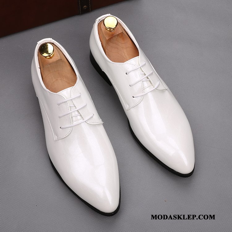 Męskie Półbuty Wizytowe Oferta Buty Ślubne Moda Skórzane Buty Brytyjski Męska Biały
