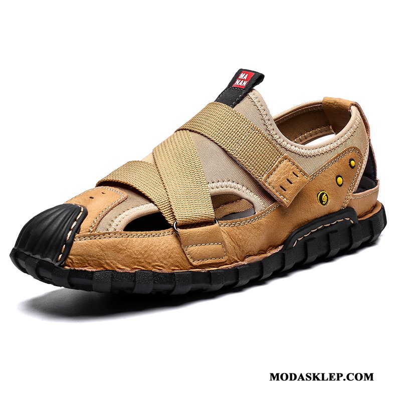 Męskie Sandały Dyskont Outdoor Koronka Lato Casual Sportowe Brązowy