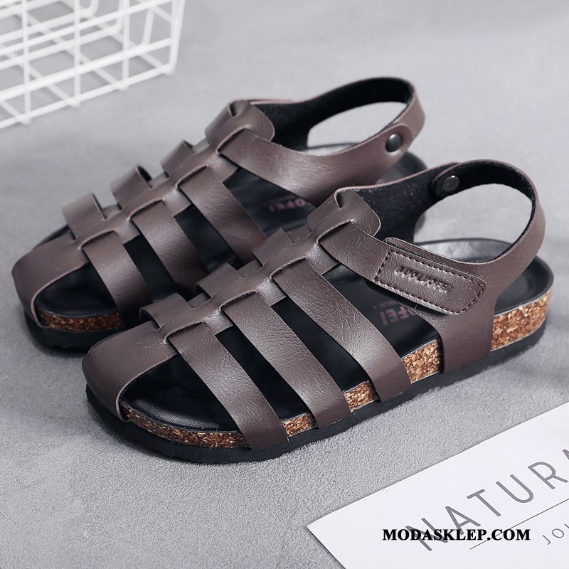 Męskie Sandały Na Sprzedaż Męska Lato Tendencja Koronka Buty Brązowy