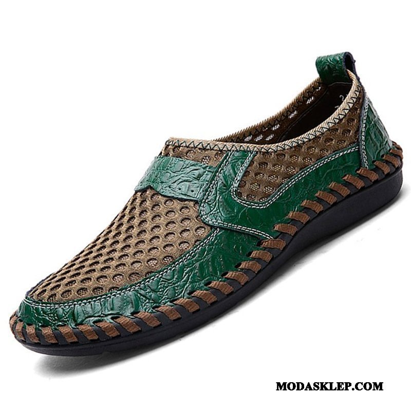 Męskie Sandały Online Lekkie Siatkowe Casual Moda Koronka Zielony