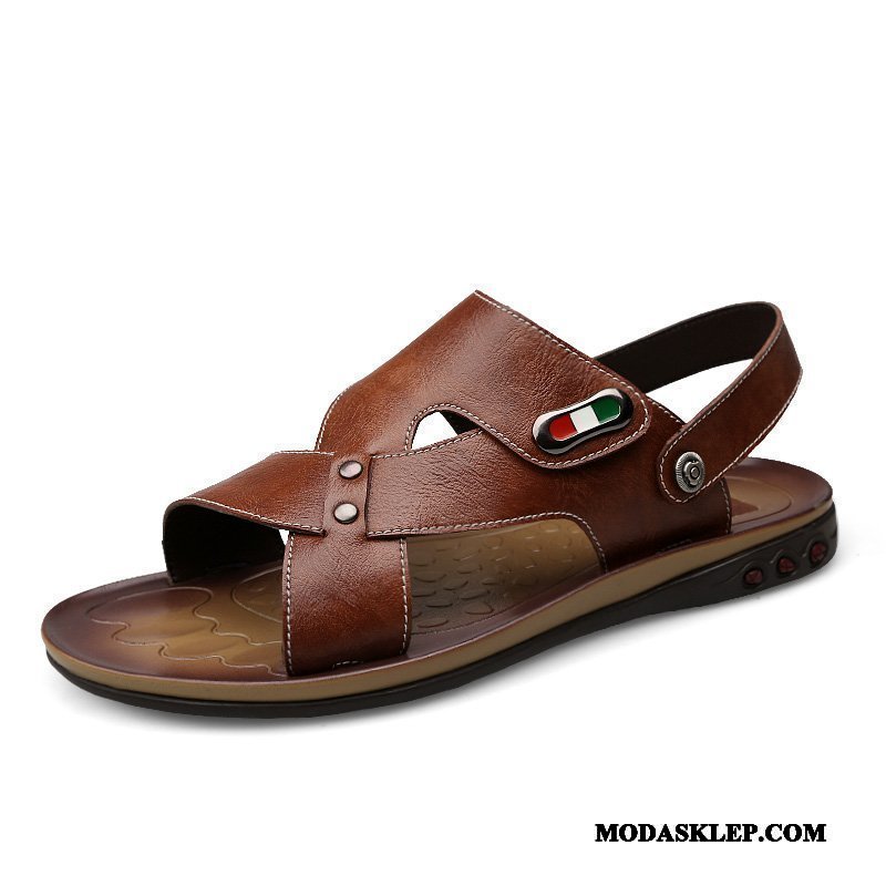 Męskie Sandały Sklep Casual Buty Plażowe Moda Duży Brązowy