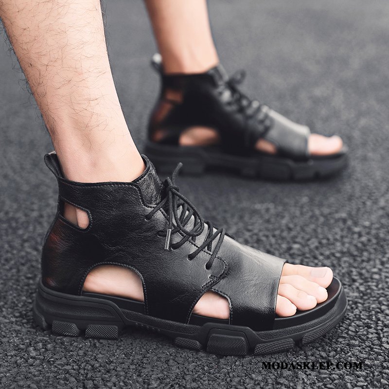 Męskie Sandały Sprzedam Lato Kapcie Plażowe Buty Skórzane Buty Biały Czarny