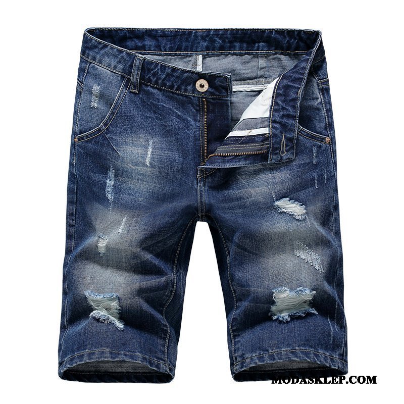 Męskie Spodenki Kup Męska Modna Marka Szerokie Szorty Denim Niebieski