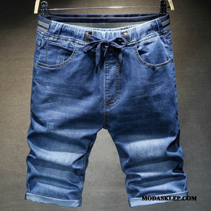 Męskie Spodenki Online Duże Denim Szerokie Męska Elastyczne Niebieski
