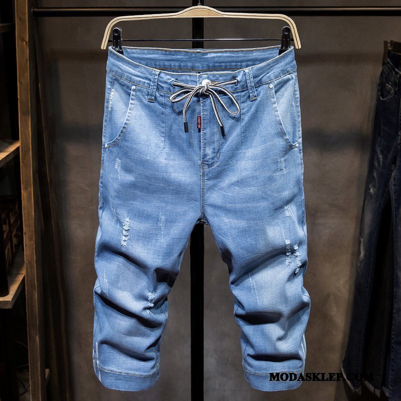 Męskie Spodenki Online Tendencja Cienkie Szerokie Harlan Denim Niebieski Jasny