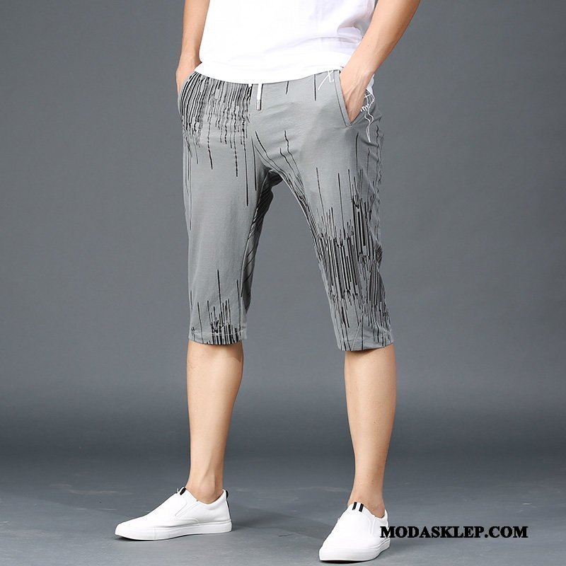 Męskie Spodenki Sklep Oddychające Lato Slim Fit Lodowy Jedwab Spodnie Capri Szary