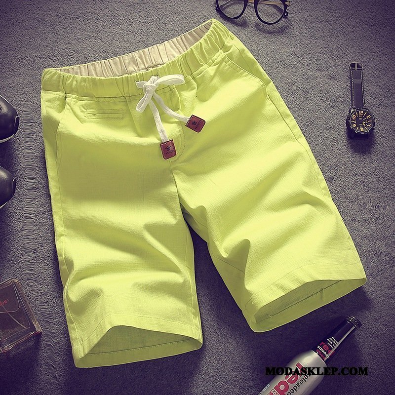 Męskie Spodenki Sklep Slim Fit Tendencja Szorty Duże Lato Fluorescencja Czysta Zielony