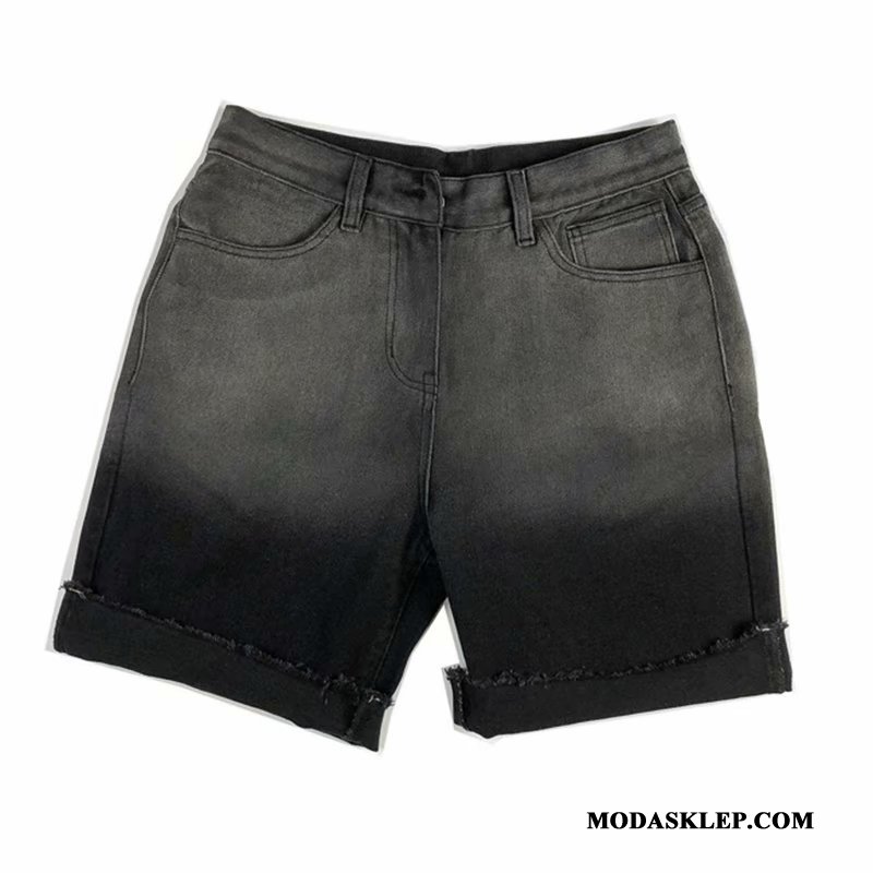 Męskie Spodenki Sprzedam Sprane Lato Szorty Gradient Denim Szary Ciemno