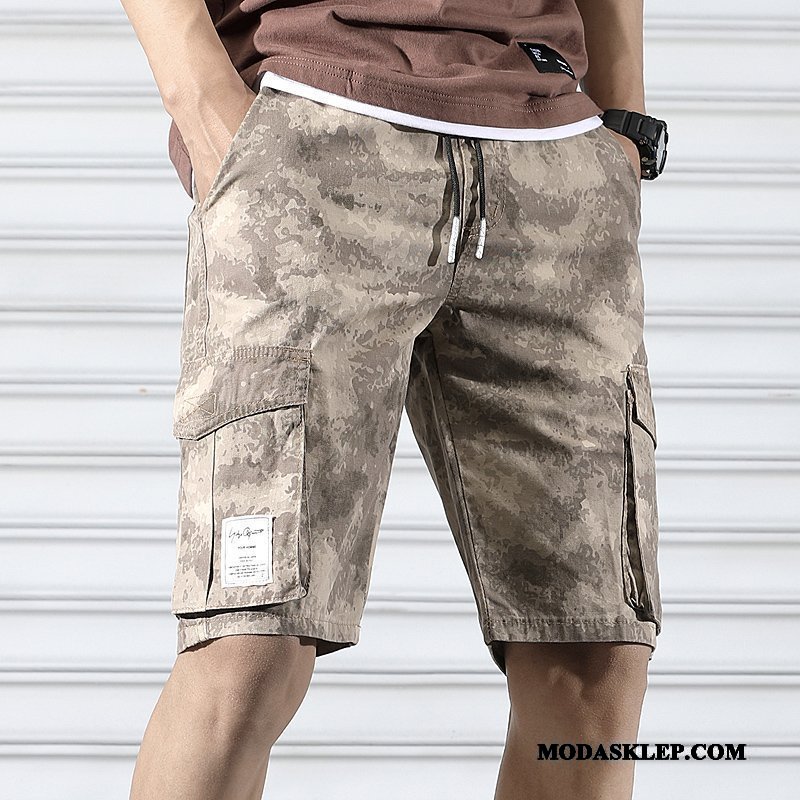 Męskie Spodenki Sprzedam Szerokie Tendencja Szorty Modna Marka Casual Kamuflaż Żółty