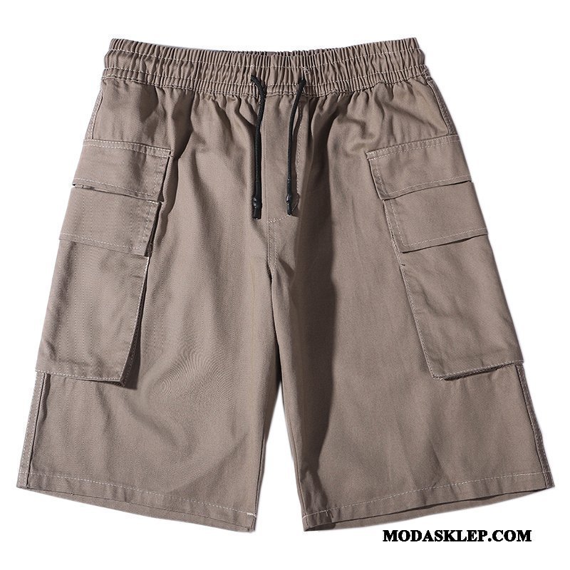 Męskie Spodenki Tanie Casual Szorty Modna Marka Cargo Swag Khaki