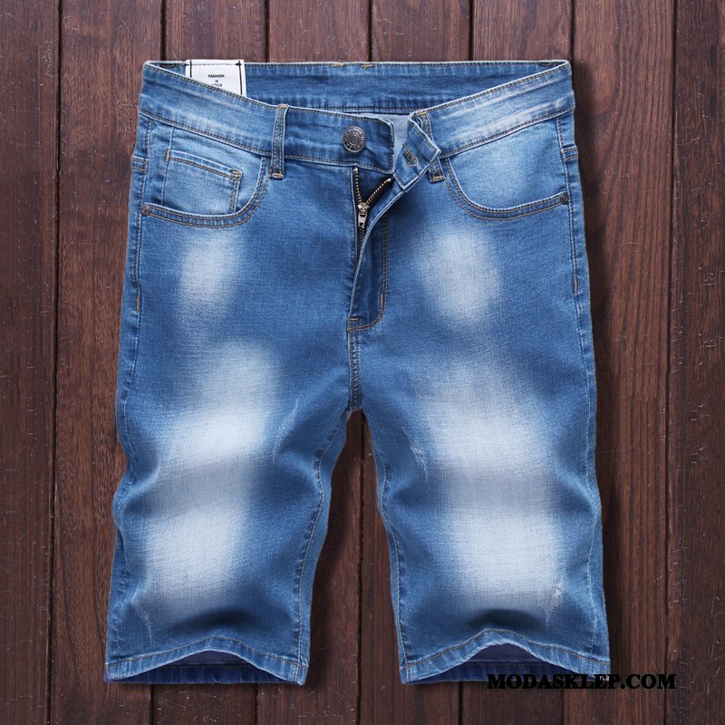 Męskie Spodenki Tanie Tendencja Casual Szorty Modna Marka Denim Niebieski