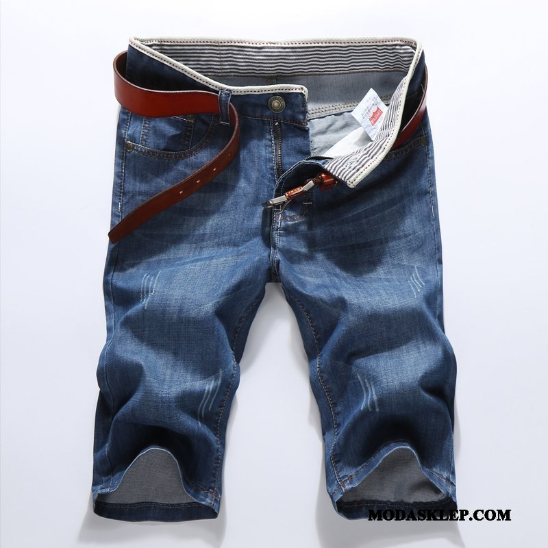 Męskie Spodenki Tanie Tendencja Szorty Cienkie Spodnie Capri Denim Niebieski