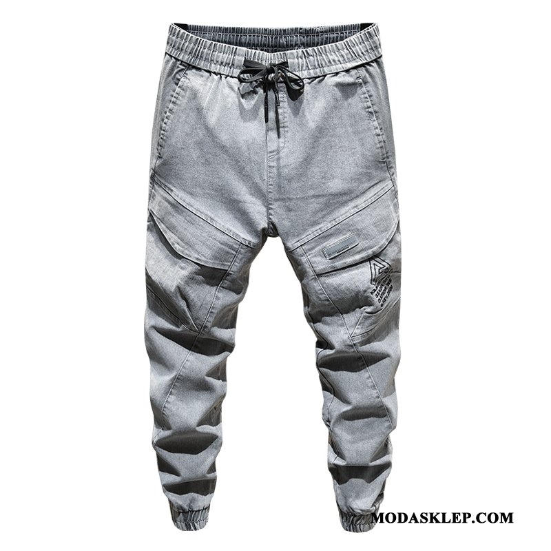 Męskie Spodnie Cargo Kup Dżinsy Lato Slim Fit Modna Marka Casual Szary