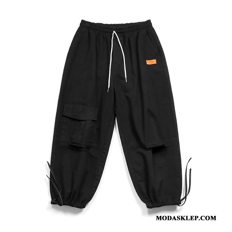 Męskie Spodnie Cargo Kupię Szerokie Cienkie Proste Męska Slim Fit Czarny Czerwony