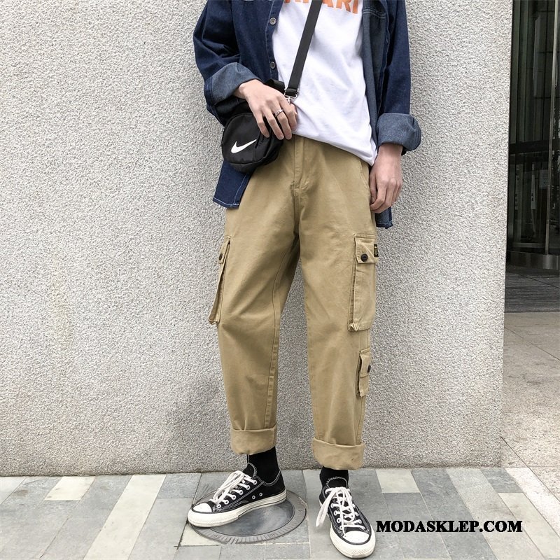 Męskie Spodnie Cargo Oferta Mały Szerokie Slim Fit Męska Wiosna Khaki