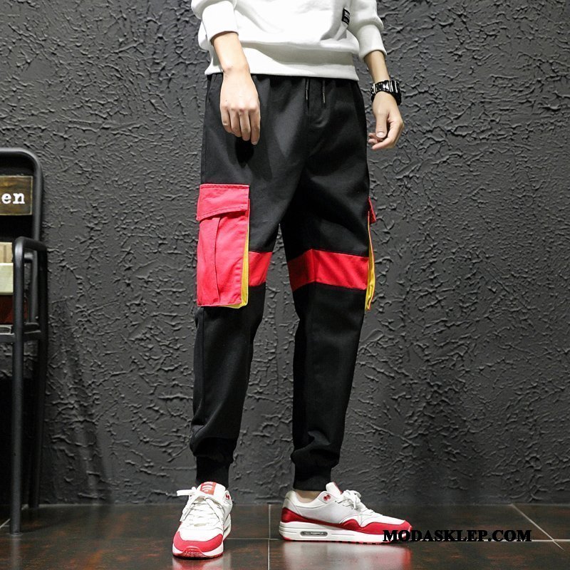 Męskie Spodnie Cargo Online Nowy Slim Fit Wiosna Duży Rozmiar Casualowe Spodnie Czarny