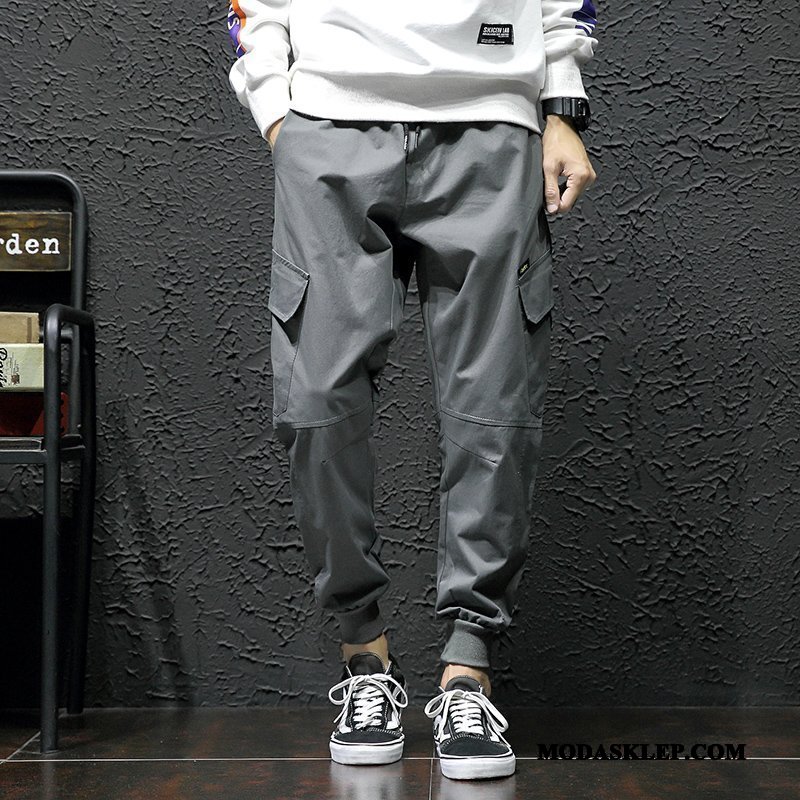 Męskie Spodnie Cargo Sklep Harlan Slim Fit 2019 Nowy Tendencja Szary