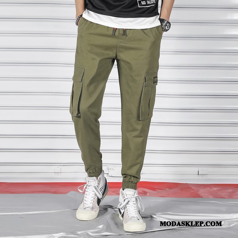 Męskie Spodnie Cargo Sklep Odzież Zimowa Mały Slim Fit Sportowe Jesień Zielony