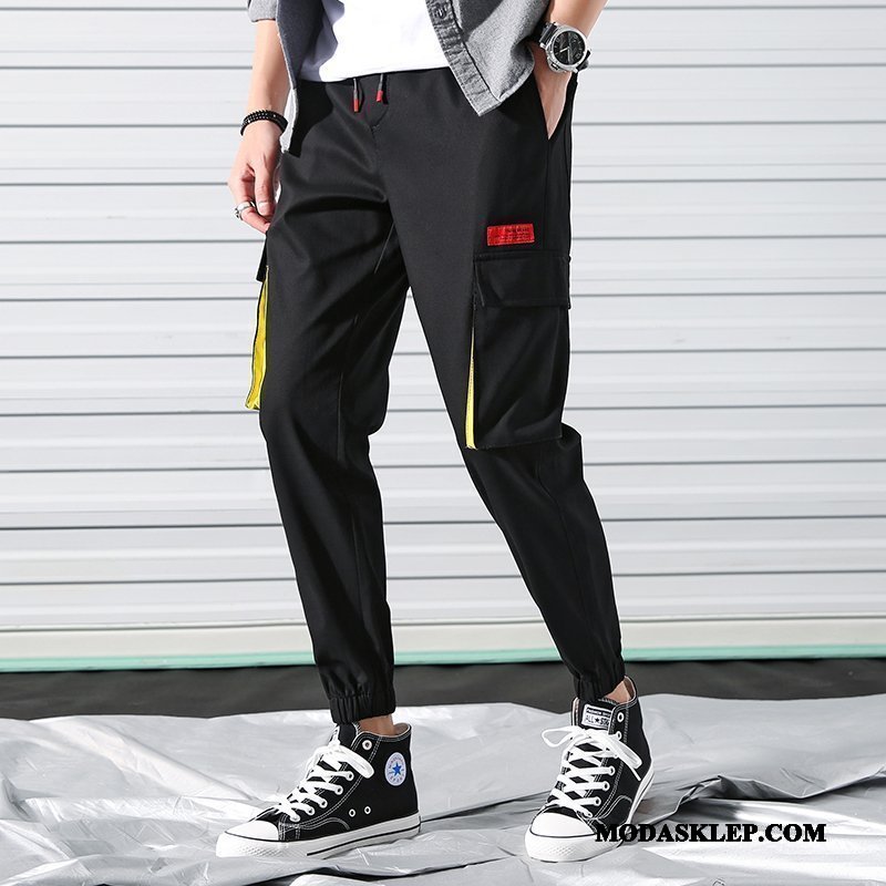 Męskie Spodnie Cargo Sprzedam Mały Sportowe Student Slim Fit Modna Marka Czarny