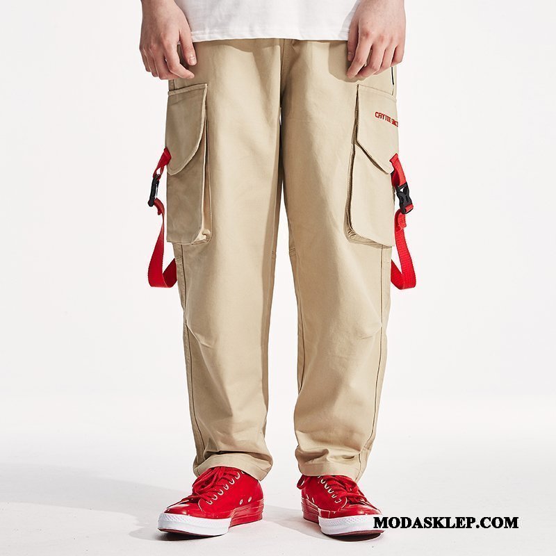 Męskie Spodnie Cargo Sprzedam Proste Tendencja Z Haftem Modna Marka Vintage Khaki