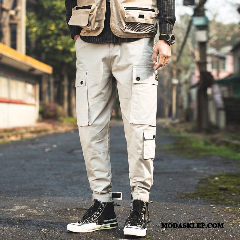 Męskie Spodnie Cargo Sprzedam Slim Fit Szerokie Casualowe Spodnie Tendencja Męska Beżowy