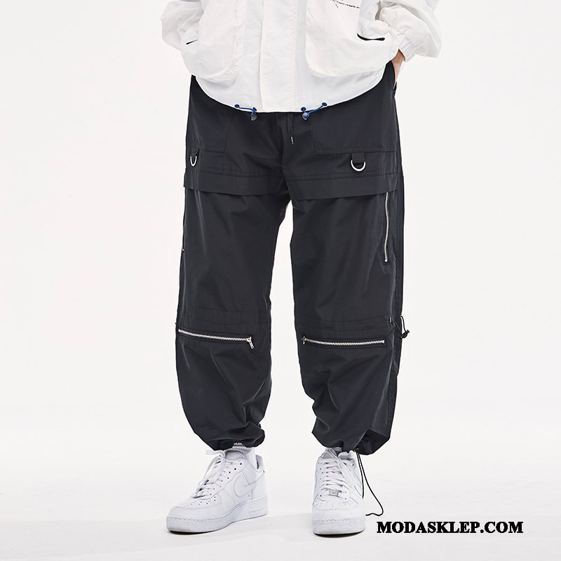 Męskie Spodnie Cargo Sprzedam Szerokie Slim Fit Dekoracja Casualowe Spodnie Tendencja Czysta Czarny