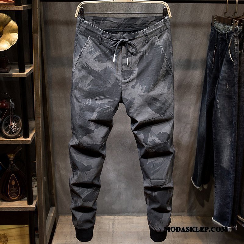 Męskie Spodnie Na Sprzedaż Męska Harlan Slim Fit Tendencja 2019 Kamuflaż Czarny