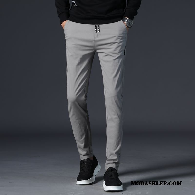 Męskie Spodnie Online Slim Fit Męska Tendencja Lato Ołówkowe Spodnie Szary Jasny