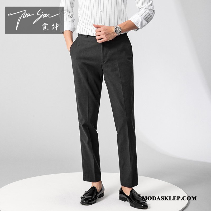 Męskie Spodnie Sklep Proste Wiosna Casual Slim Fit Mały Czysta Czarny