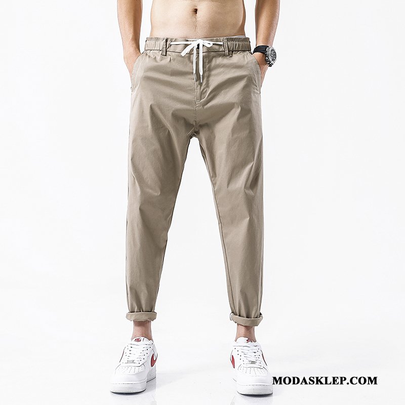 Męskie Spodnie Tanie Cienkie Harlan Szerokie Casual Męska Khaki Jasny
